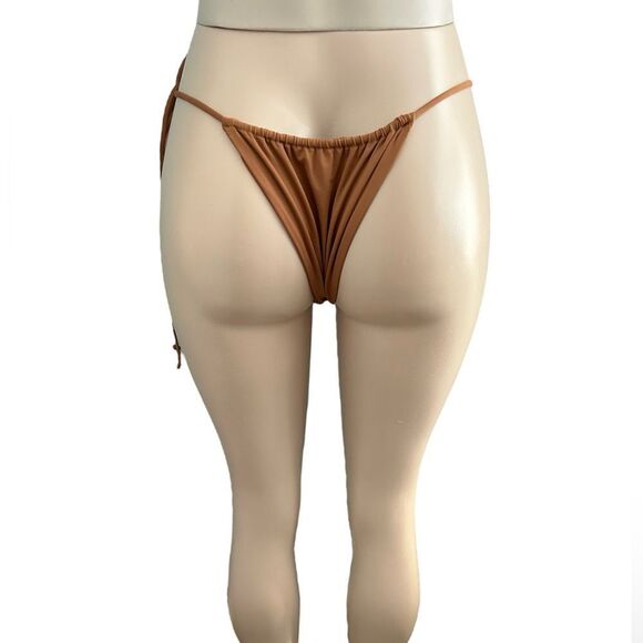 Stone Fox Swim River Rawhide Solid Color Brown Cheeky Bikini Bottom Size Small - Picture 6 of 9